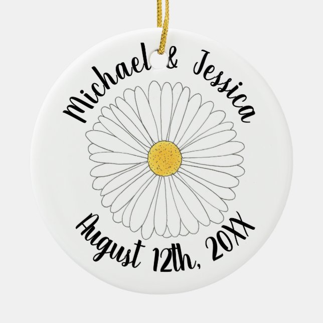 Daisy Blossom Flower Daisies Garden Party Floral Ceramic Ornament (Front)