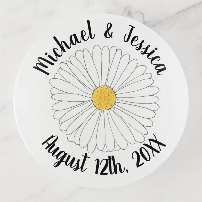 Daisy Blossom Flower Daisies Garden Party Floral Trinket Tray (Front)