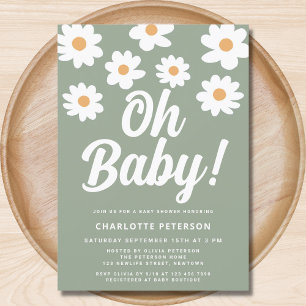 Daisy Blue Baby Shower Invitation