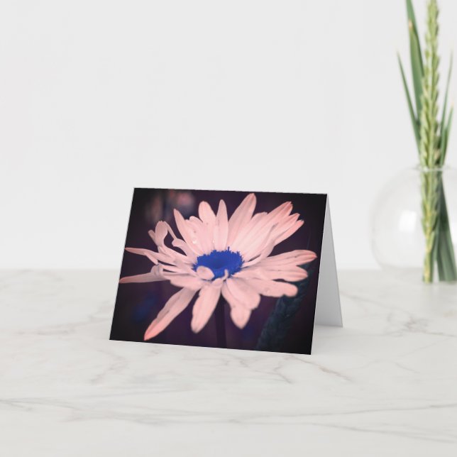 Daisy Blue Center Customizable Note Card (Front)