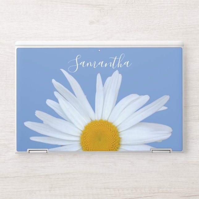 Daisy Blue Elegant White Script HP Laptop Skin (Front)
