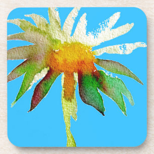Daisy Blue Modern Art flower Beverage Coaster