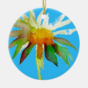 Daisy Blue Modern Art flower Ceramic Ornament