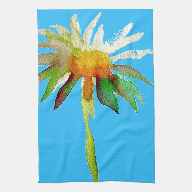 Daisy Blue Modern Art flower Kitchen Towel (Vertical)