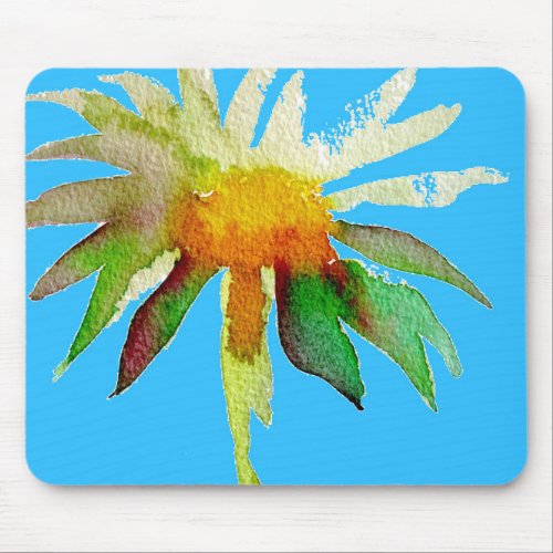 Daisy Blue Modern Art flower Mouse Pad