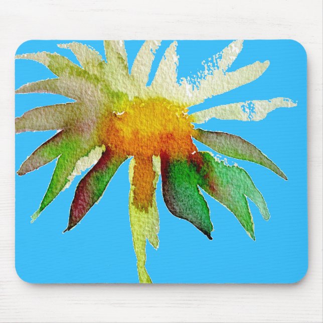 Daisy Blue Modern Art flower Mouse Pad (Front)