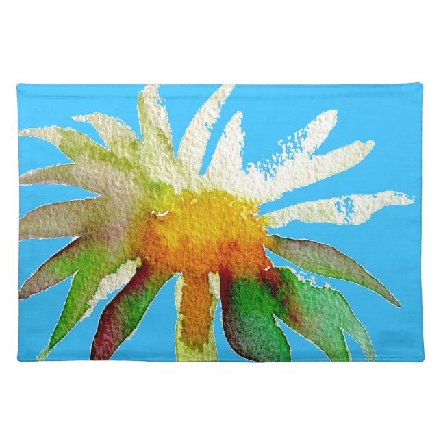 Daisy Blue Modern Art flower Placemat (Front)