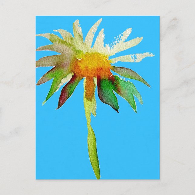 Daisy Blue Modern Art flower Postcard (Front)