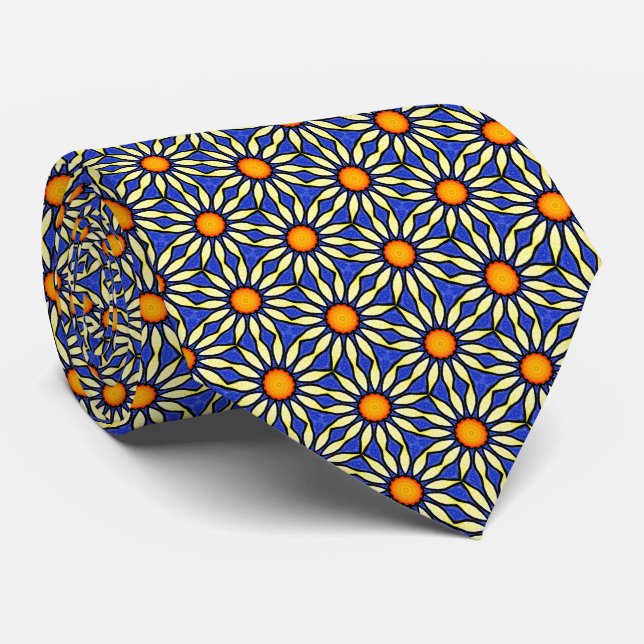 Daisy Blue Neck Tie (Rolled)