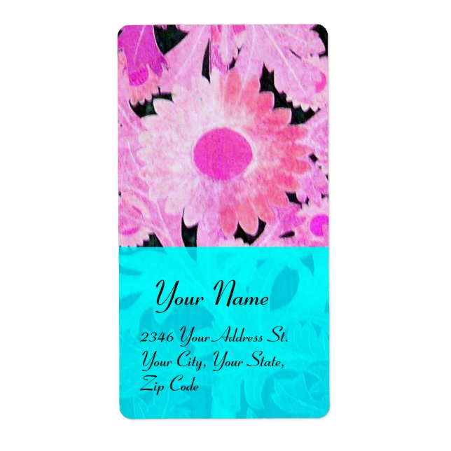 DAISY , blue turquase pink black Label (Front)