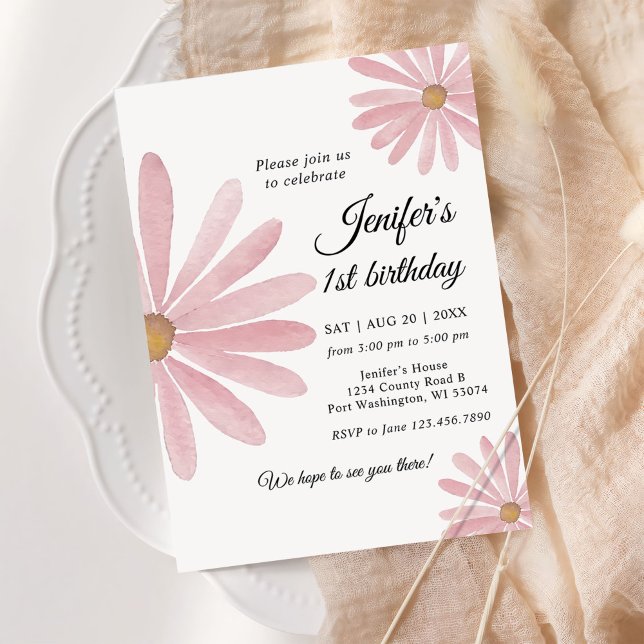 Daisy Bohmian Girl 1st Birthday Party Invitation (Creator Uploaded)