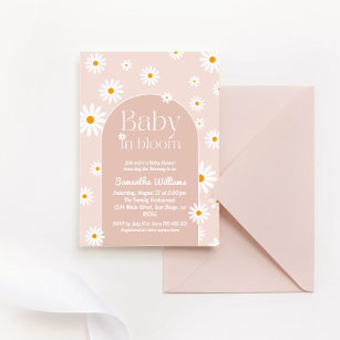 Daisy Boho Baby in bloom pink Baby Shower Invitation