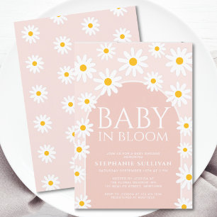 Daisy Boho Baby In Bloom Pink Baby Shower Invitation