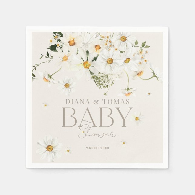 Daisy Boho Baby in Bloom Shower  Napkins (Front)
