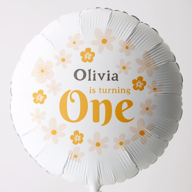 Daisy Boho Floral 1st Birthday Balloon (Creator Uploaded)