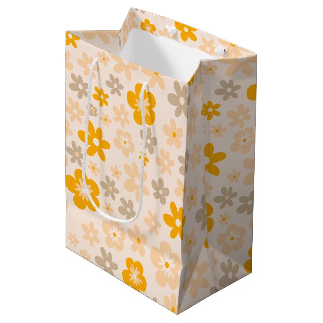 Daisy Boho Floral 1st Birthday Medium Gift Bag (Front Angled)