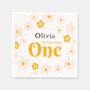 Daisy Boho Floral 1st Birthday Napkins