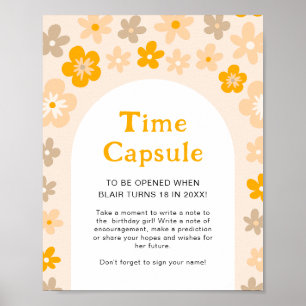 Daisy Boho Floral 1st Birthday Time Capsule Game Poster
