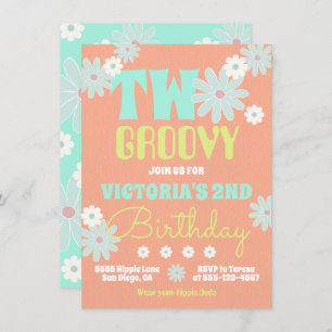 Daisy Boho Groovy Hippie Birthday Party Invitation