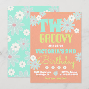 Daisy Boho Groovy Hippie Birthday Party Invitation