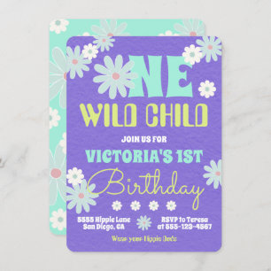 Daisy Boho Groovy Hippie Birthday Party Invitation