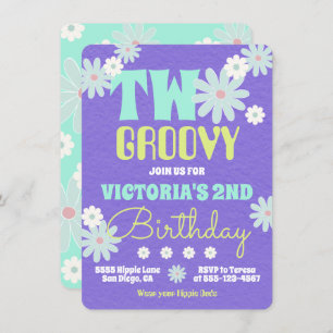 Daisy Boho Groovy Hippie Birthday Party Invitation