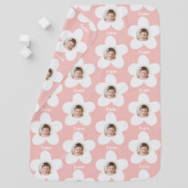 Daisy boho modern minimal retro floral pink photo baby blanket