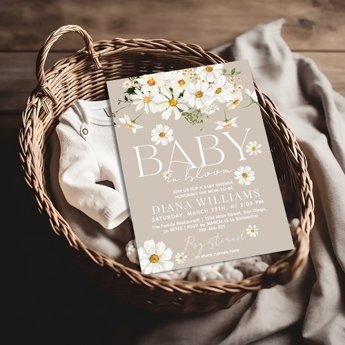 Daisy Boho Wildflower Baby in Bloom Shower Invitation