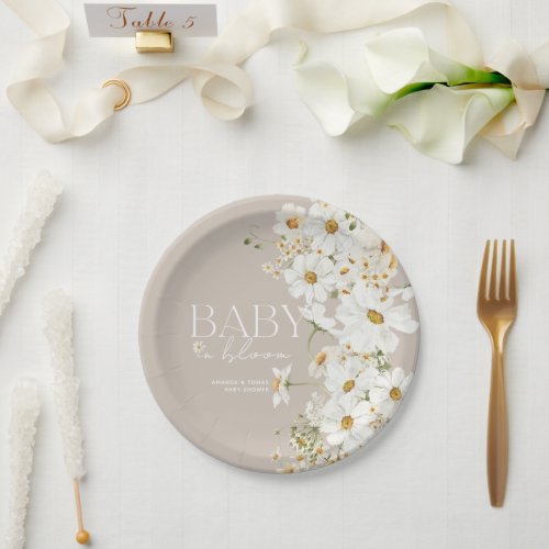 Daisy Boho Wildflower Baby in Bloom Shower Paper Plates