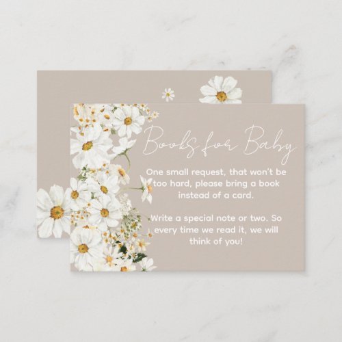 Daisy Boho Wildflower Baby Shower Book Requast Enclosure Card