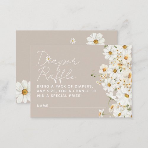 Daisy Boho Wildflower Baby Shower Diaper Raffle Enclosure Card