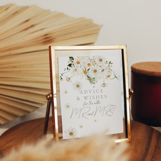 Daisy Boho Wildflower Modern Bridal Advice Game Poster (Creator Uploaded)