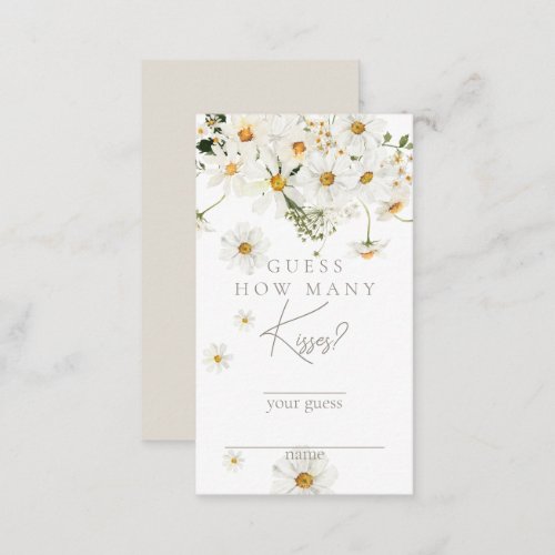 Daisy Boho Wildflower Modern Bridal Kisses Game Enclosure Card