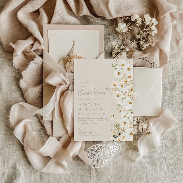Daisy Boho Wildflower Modern Bridal Shower Invitation (Creator Uploaded)