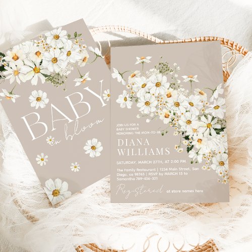 Daisy Boho Wildflower Rustic Baby Shower Invitation