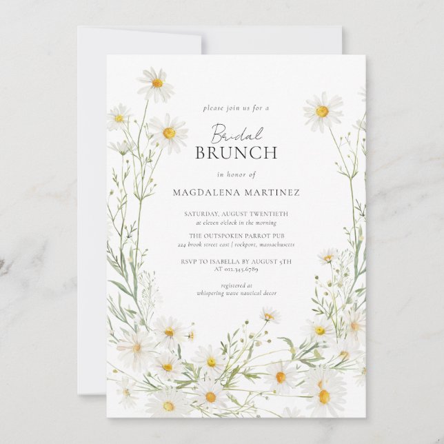 Daisy Boho Wildflower Rustic Bridal Brunch Invitation (Front)