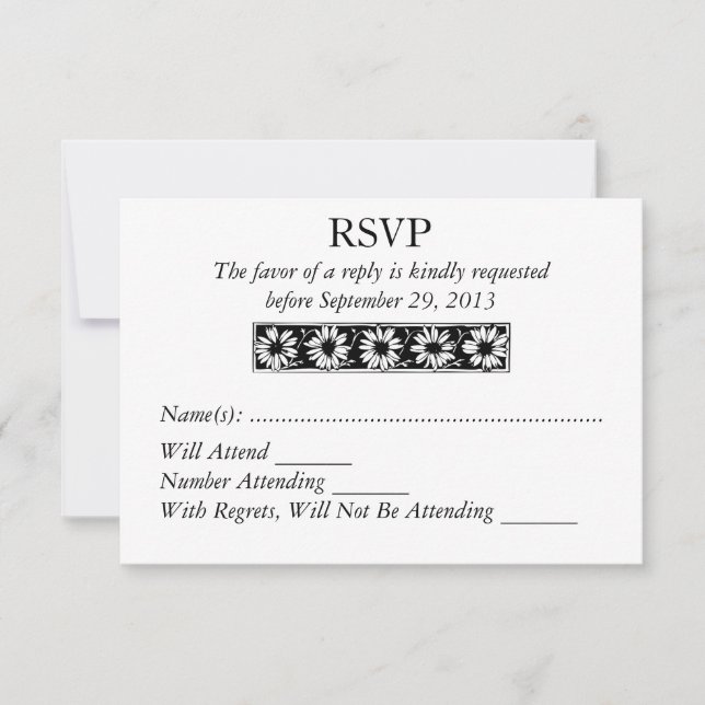 Daisy Border Modern RSVP Wedding Response (Front)