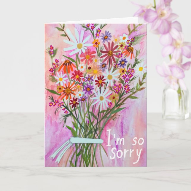 Daisy Bouquet CONDOLENCES Customize it Card (Orchid)