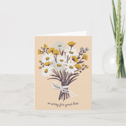 Daisy Bouquet CUSTOM Drawing Condolences Sorry  Card