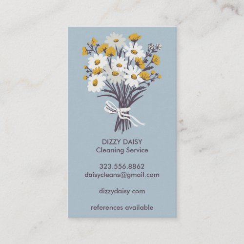 Daisy Bouquet Cute Cleaning Service QR Code Business Card