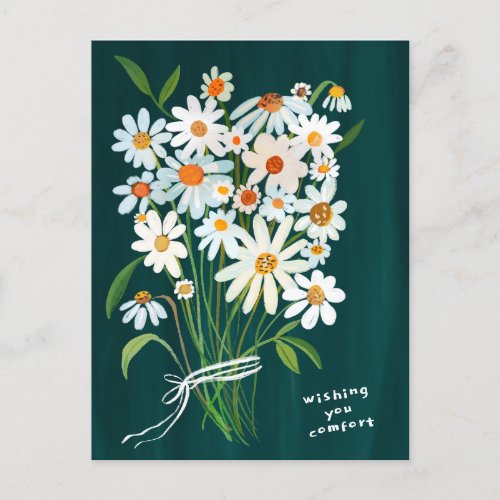 Daisy Bouquet Gouache Condolences Sorry for Loss Postcard