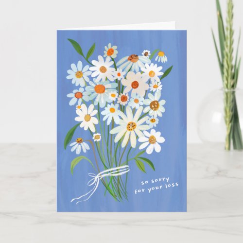 Daisy Bouquet Handpainted Condolences Sorry  Card