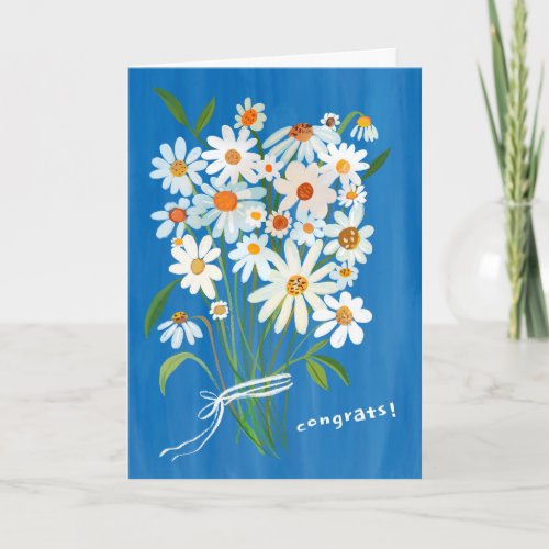 Daisy Bouquet Handpainted Gouache Congratulations  Card