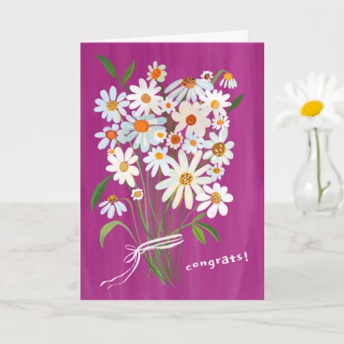 Daisy Bouquet Handpainted Gouache Congratulations  Card