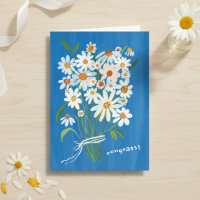 Daisy Bouquet Handpainted Gouache Congratulations 