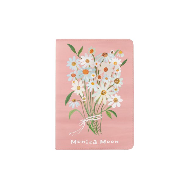 Daisy Bouquet Handpainted Gouache Personalized Passport Holder (Front)