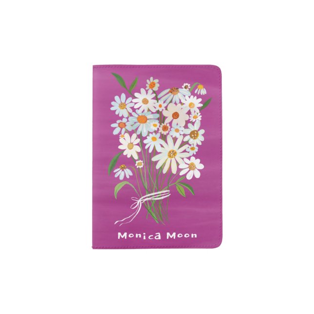 Daisy Bouquet Handpainted Gouache Personalized Passport Holder (Front)