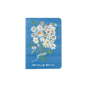 Daisy Bouquet Handpainted Gouache Personalized Passport Holder