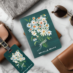 Daisy Bouquet Handpainted Gouache Personalized Passport Holder