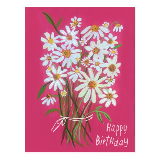 Daisy Bouquet Happy Birthday Postcard | Zazzle.com